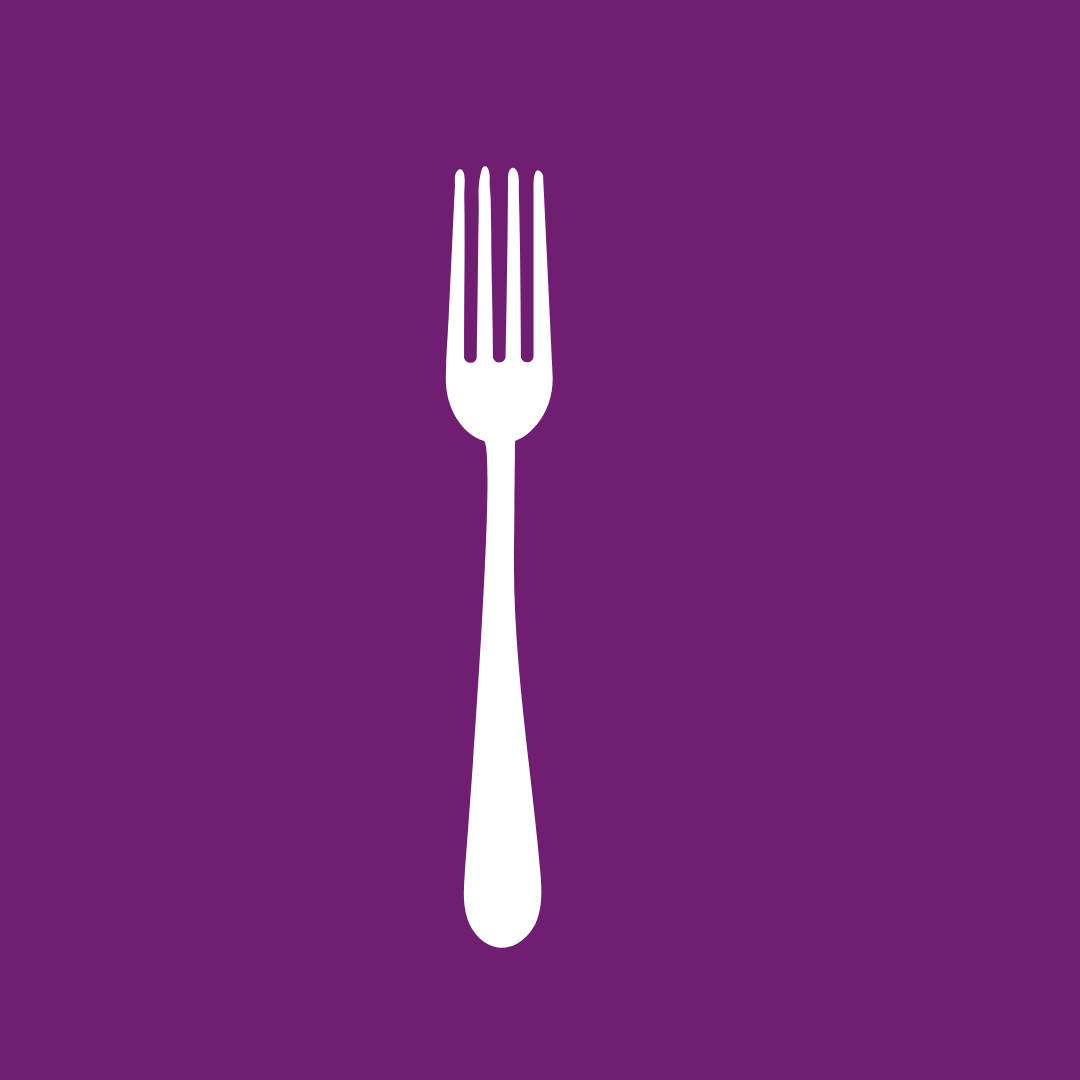 white fork on purple background
