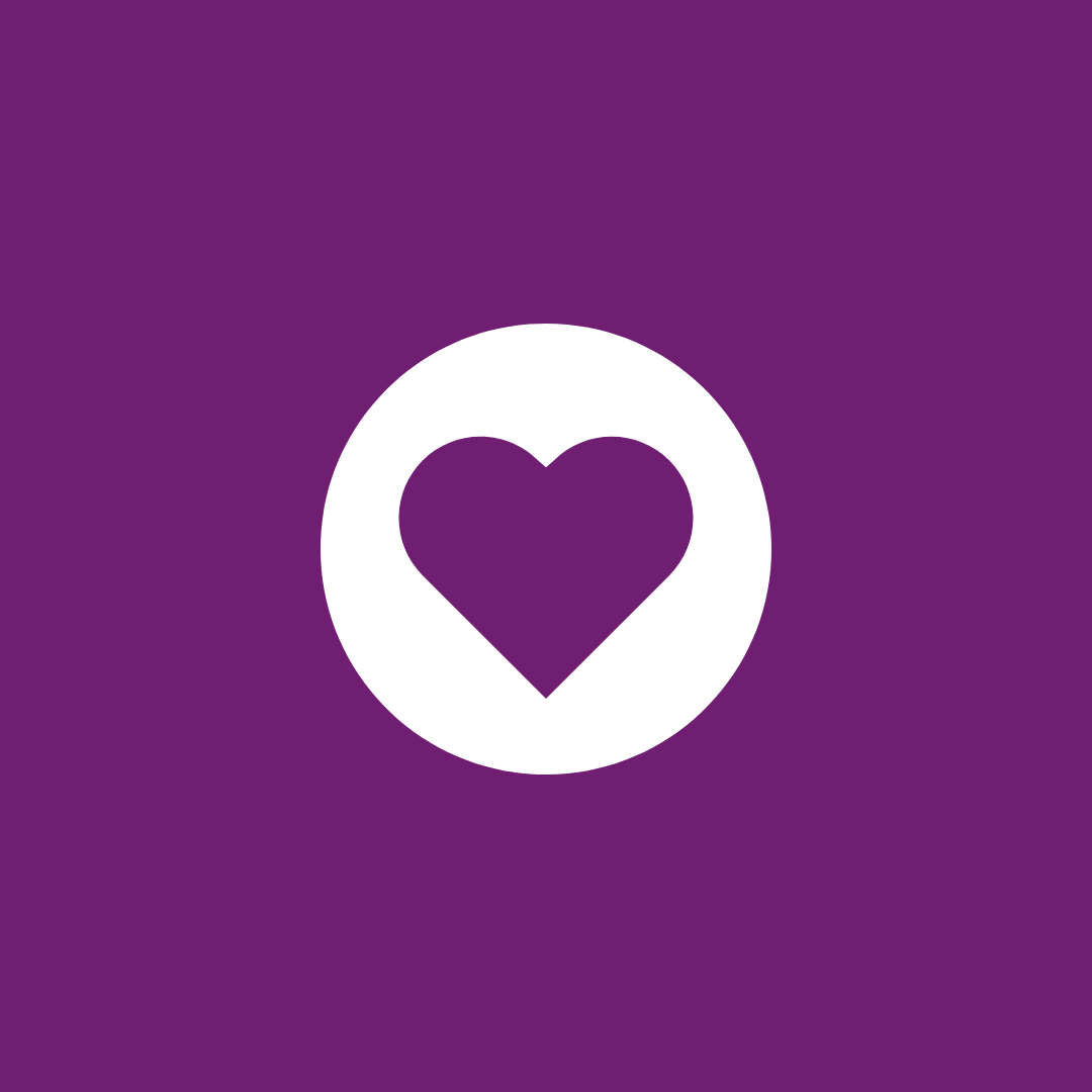 purple heart in a white circle on a purple background